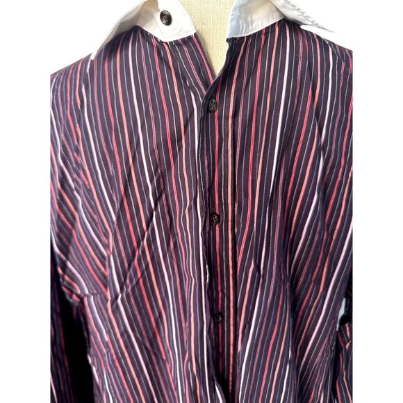 Aise Mens Striped Long Sleeve Shirt Size 17/43 Cotton Multicolor - Picture 1 of 8